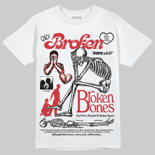 Jordan 11 Retro Low Bred (2025) DopeSkill T-Shirt Broken Bones Graphic Streetwear - White