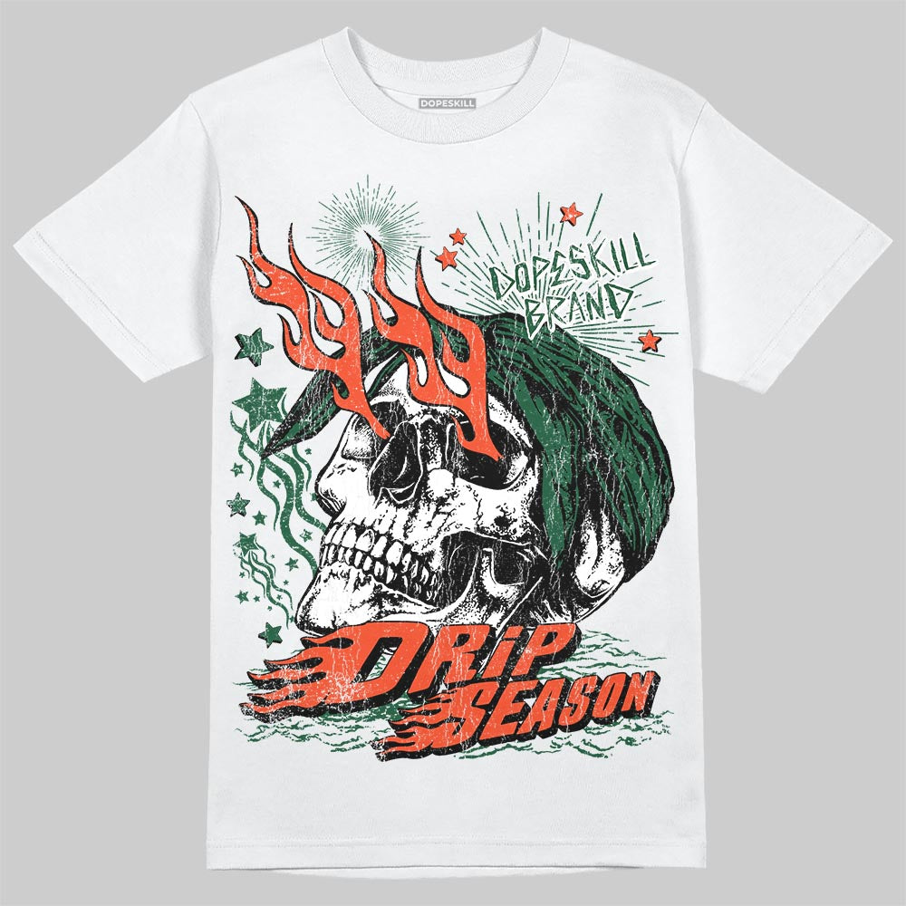 Dunk Low Team Dark Green Orange DopeSkill T-Shirt Drip Season Graphic Streetwear - White