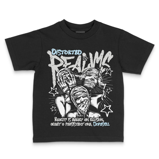 Jordan 4 Retro GS “Blue Chill” DopeSkill Toddler Kids T-shirt Distorted Realms Graphic Streetwear - Black
