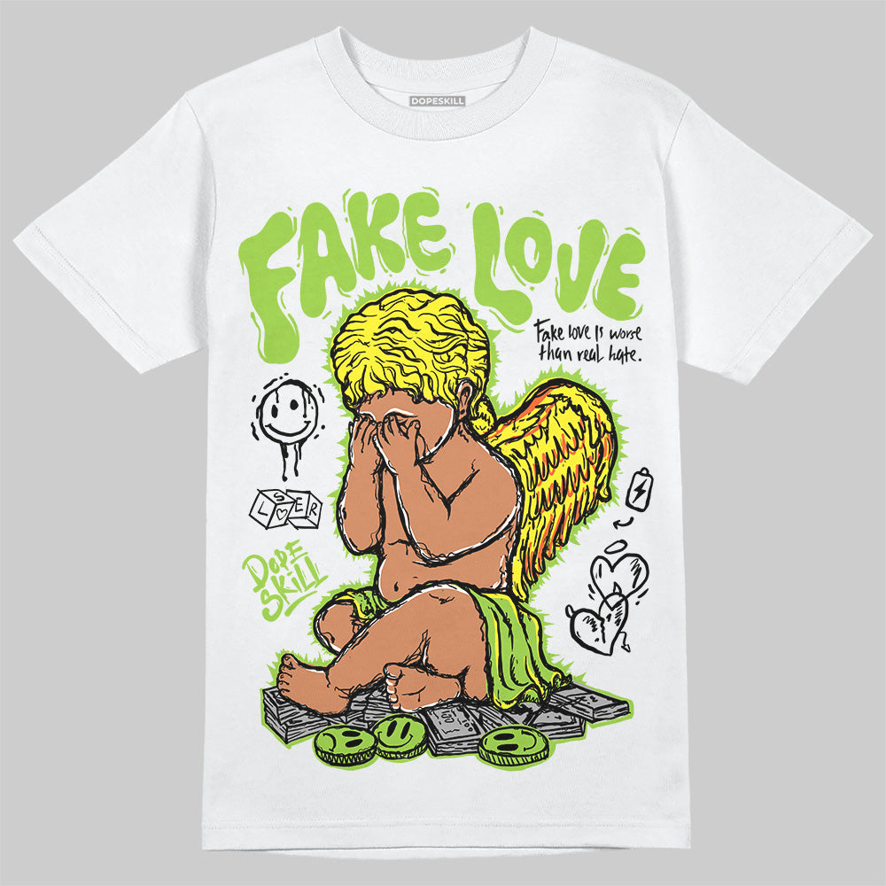 Neon Green Sneakers DopeSkill T-Shirt False Love Graphic Streetwear - White