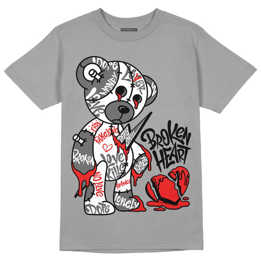 Jordan 9 Particle Grey DopeSkill Particle Grey T-Shirt Broken Heart Graphic Streetwear