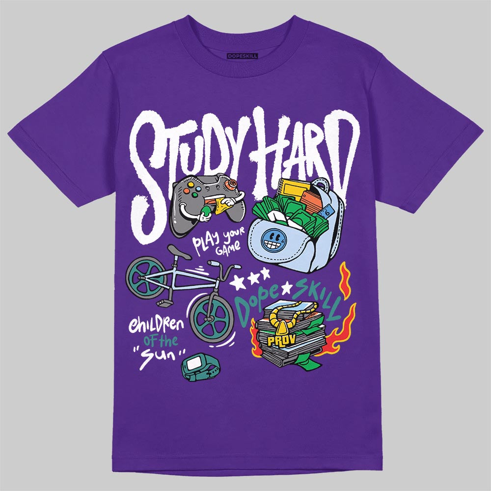 Jordan 5 OG “Grape” DopeSkill T-Shirt Study Hard Graphic Streetwear - Purple