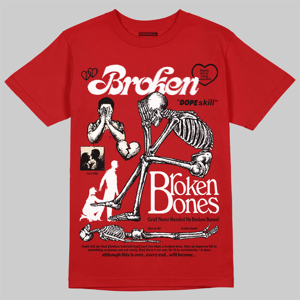 Jordan 1 Retro High OG Black Toe Reimagined DopeSkill T-Shirt Broken Bones Graphic Streetwear - red