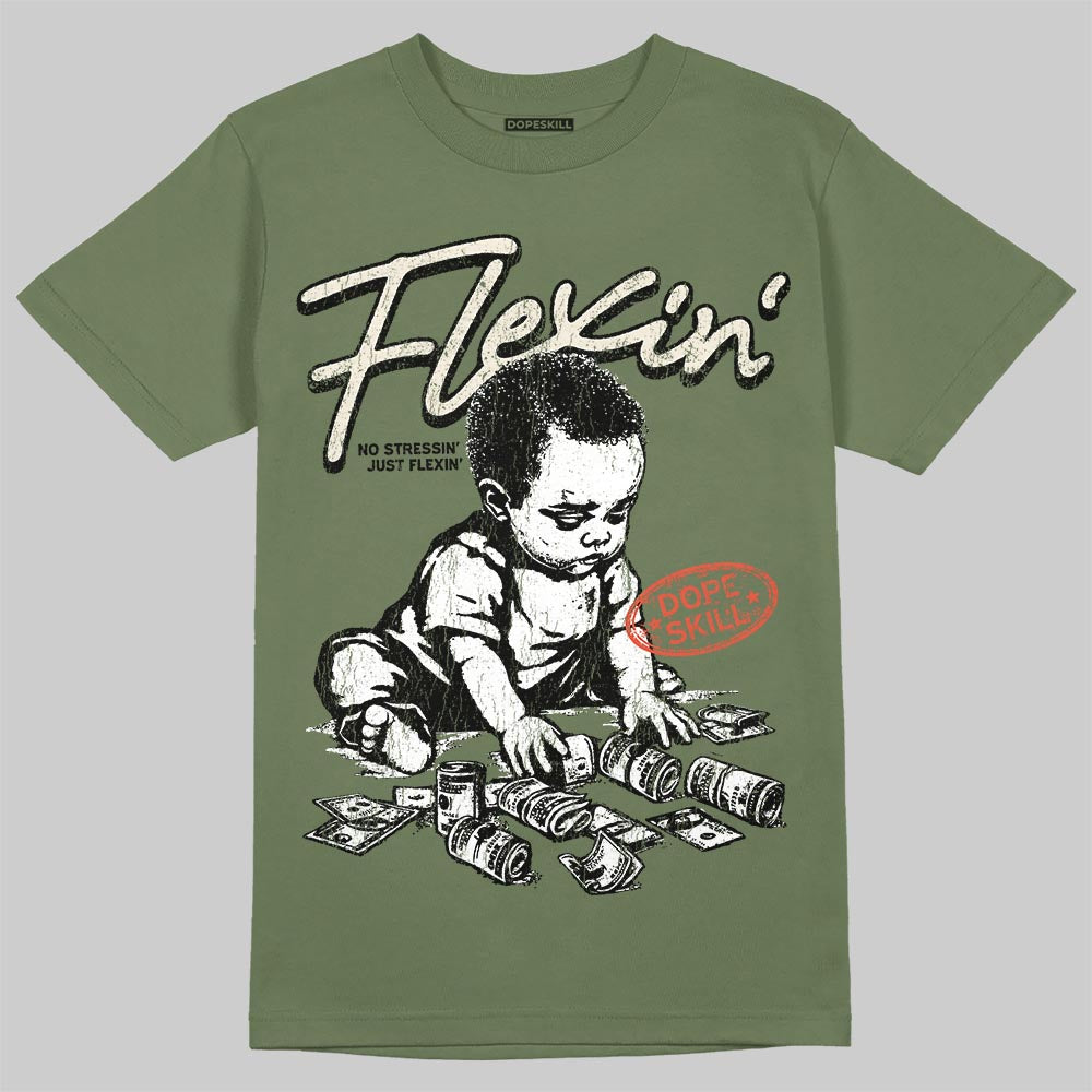Jordan 3 “Medium Olive” aka “Family Affair” DopeSkill T-Shirt Flexin' Graphic Streetwear - Military Green