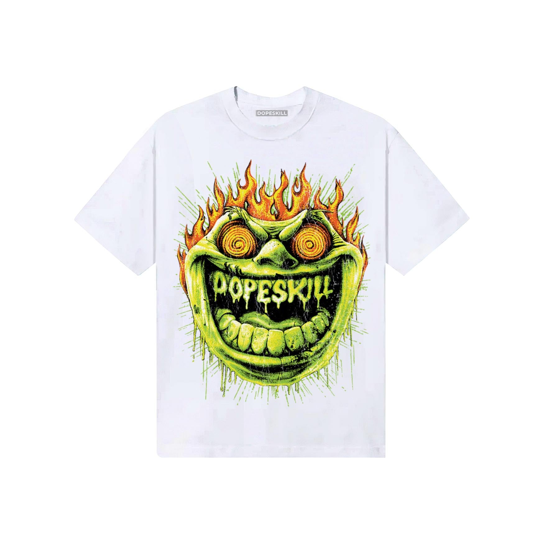 Neon Green Sneakers DopeSkill T-Shirt Hellfire Graphic Streetwear - White