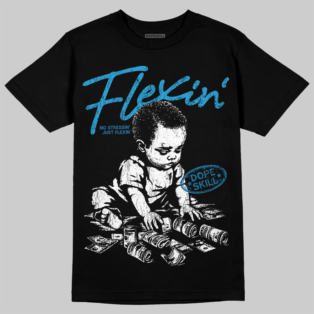 Jordan 4 Retro Military Blue DopeSkill T-Shirt Flexin' Graphic Streetwear - Black