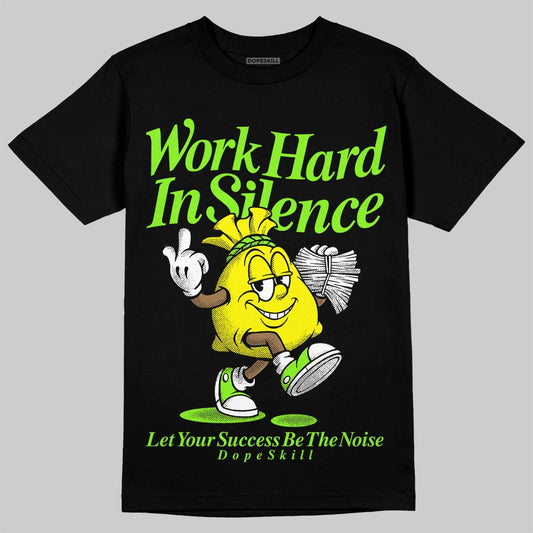 Neon Green Sneakers DopeSkill T-Shirt Work Hard In Silence Graphic Streetwear - Black