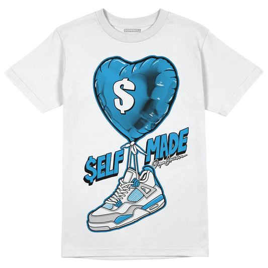 Jordan 4 Retro Military Blue DopeSkill T-Shirt Self Made Graphic Streetwear - White