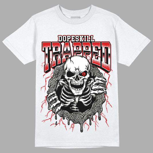 Jordan 3 Retro Fire Red DopeSkill T-Shirt Trapped Halloween Graphic Streetwear - White