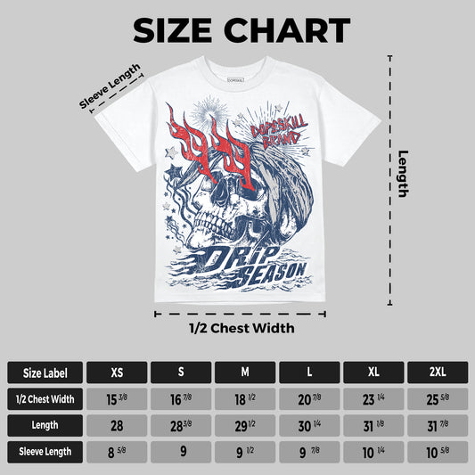 Summit White Navy 4s DopeSkill Oversize Print T-Shirt Drip Season Graphic
