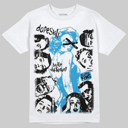 Jordan 4 Retro Military Blue DopeSkill T-Shirt Built Different Graphic Streetwear - White