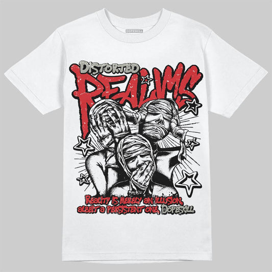 Jordan 3 Retro Fire Red DopeSkill T-Shirt Distorted Realms Graphic Streetwear - White