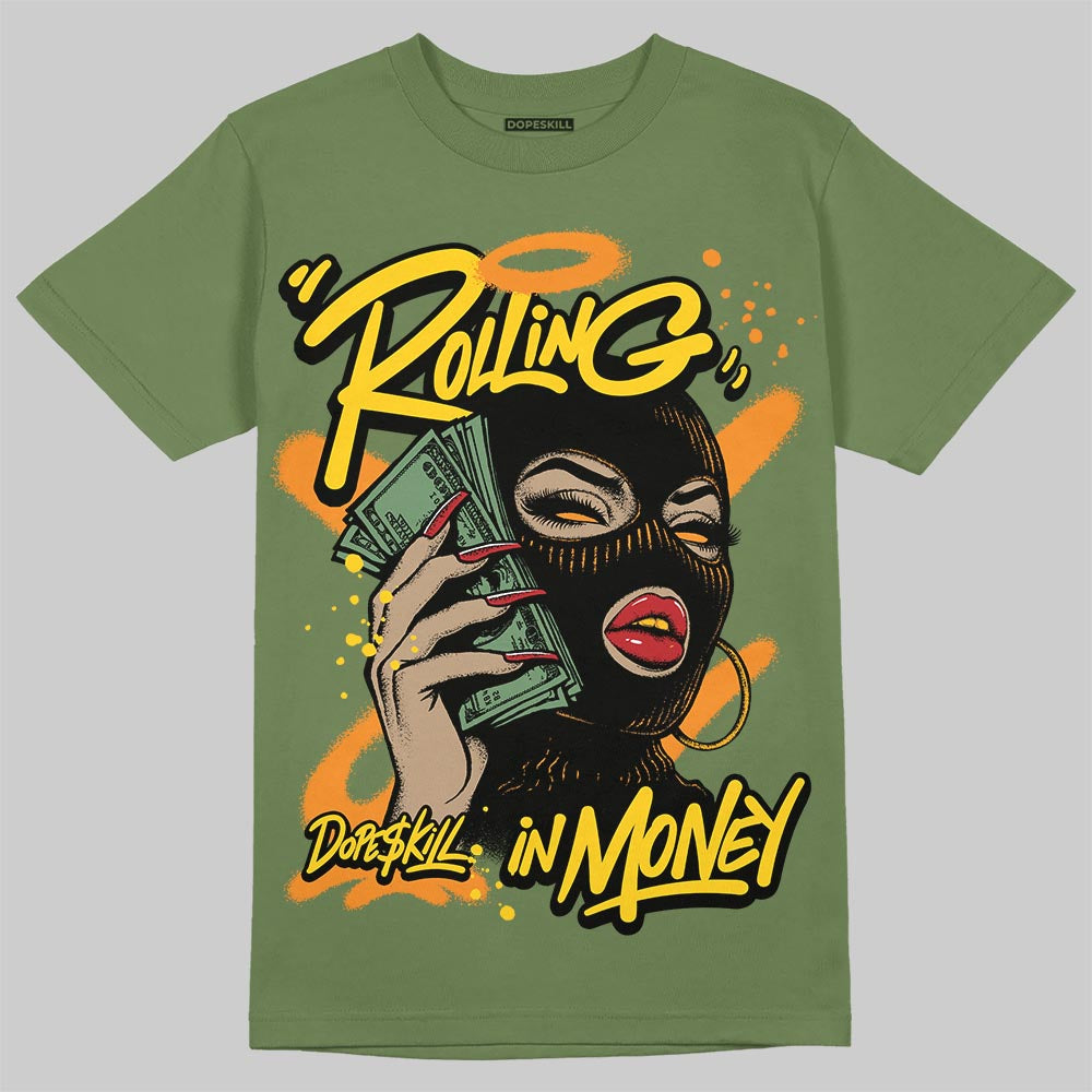 Olive Sneakers DopeSkill T-Shirt Rolling in Money Graphic Streetwear - military green