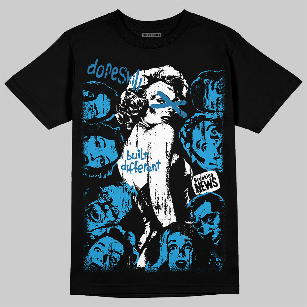 Jordan 4 Retro Military Blue DopeSkill T-Shirt Built Different Graphic Streetwear - Black