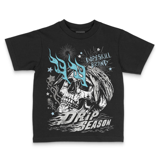 Jordan 4 Retro GS “Blue Chill” DopeSkill Toddler Kids T-shirt Drip Season Graphic Streetwear - Black