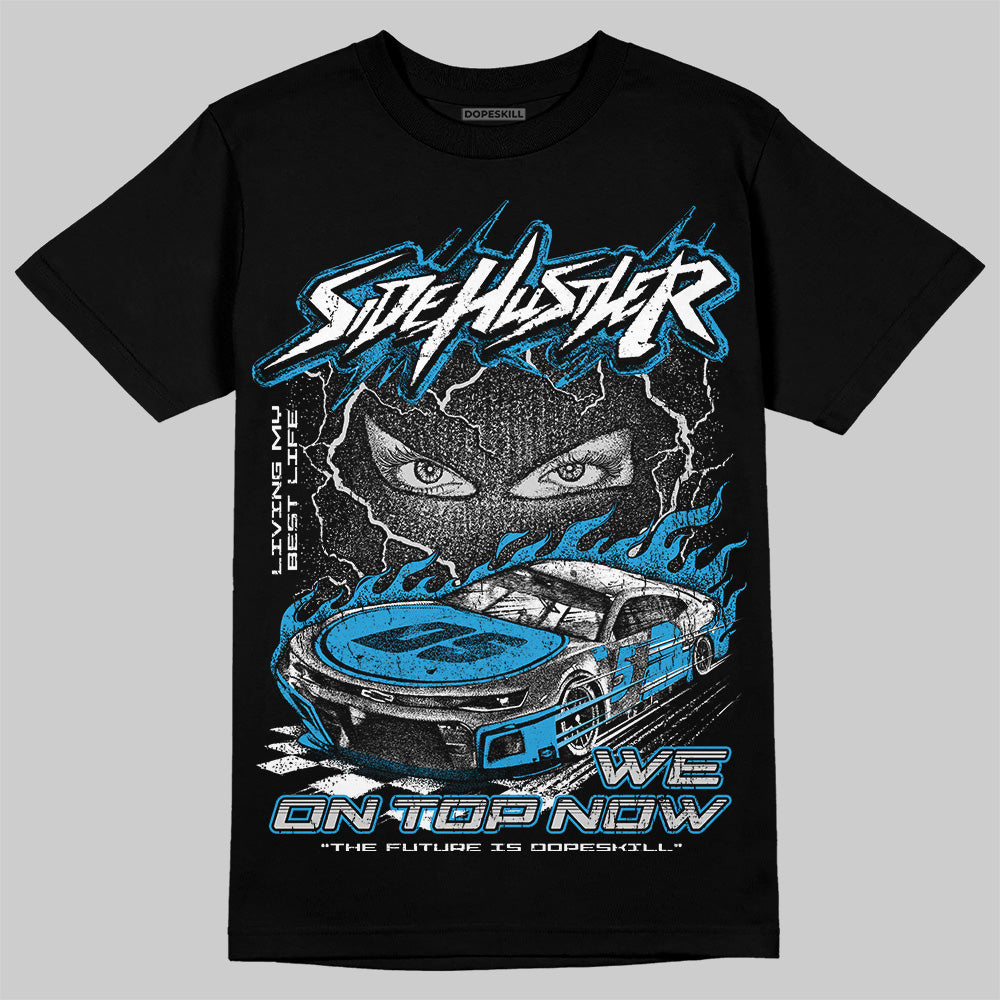 Jordan 4 Retro Military Blue DopeSkill T-Shirt New Side Hustler Graphic Streetwear - Black