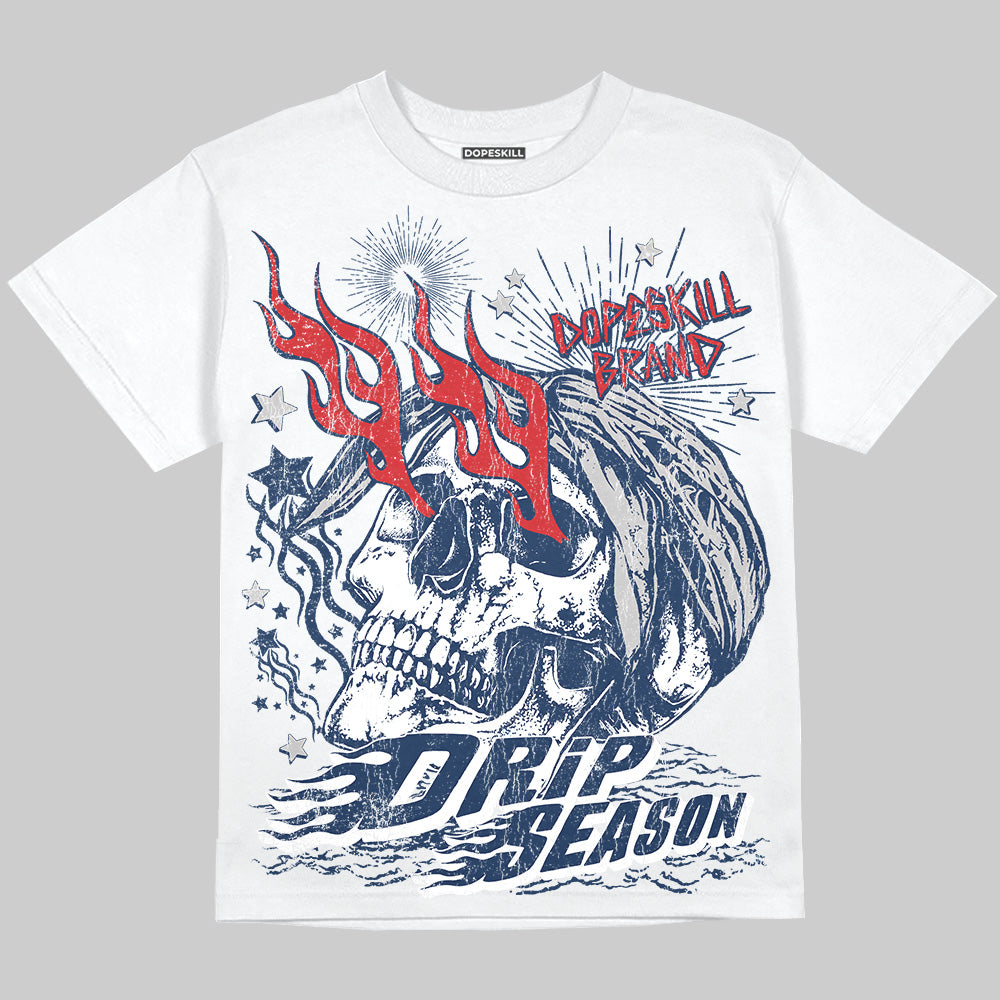 Jordan 4 SB “Summit White/Navy” DopeSkill Oversize Print T-Shirt Drip Season Graphic Streetwear