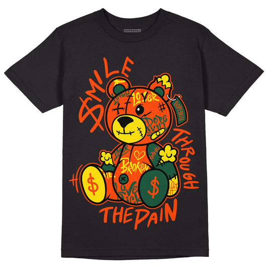 Dunk Low Team Dark Green Orange DopeSkill T-Shirt Smile Through The Pain Graphic Streetwear - Black