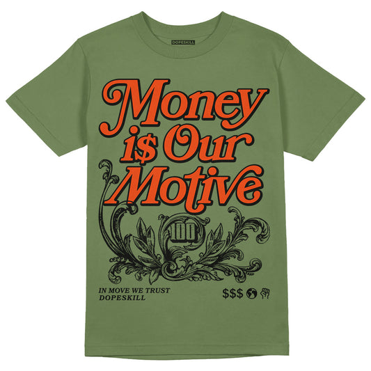 Olive Sneakers DopeSkill Olive T-Shirt Money Is Our Motive Typo Graphic Streetwear