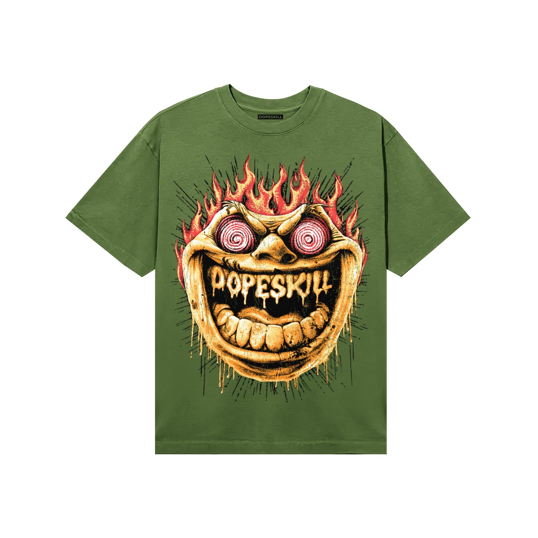 Olive Sneakers DopeSkill T-Shirt Hellfire Graphic Streetwear - Military Green