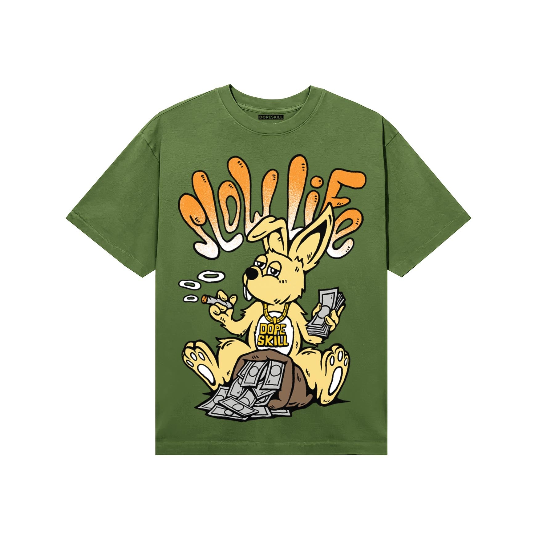 Olive Sneakers DopeSkill T-Shirt Slow Life Graphic Streetwear - Military green