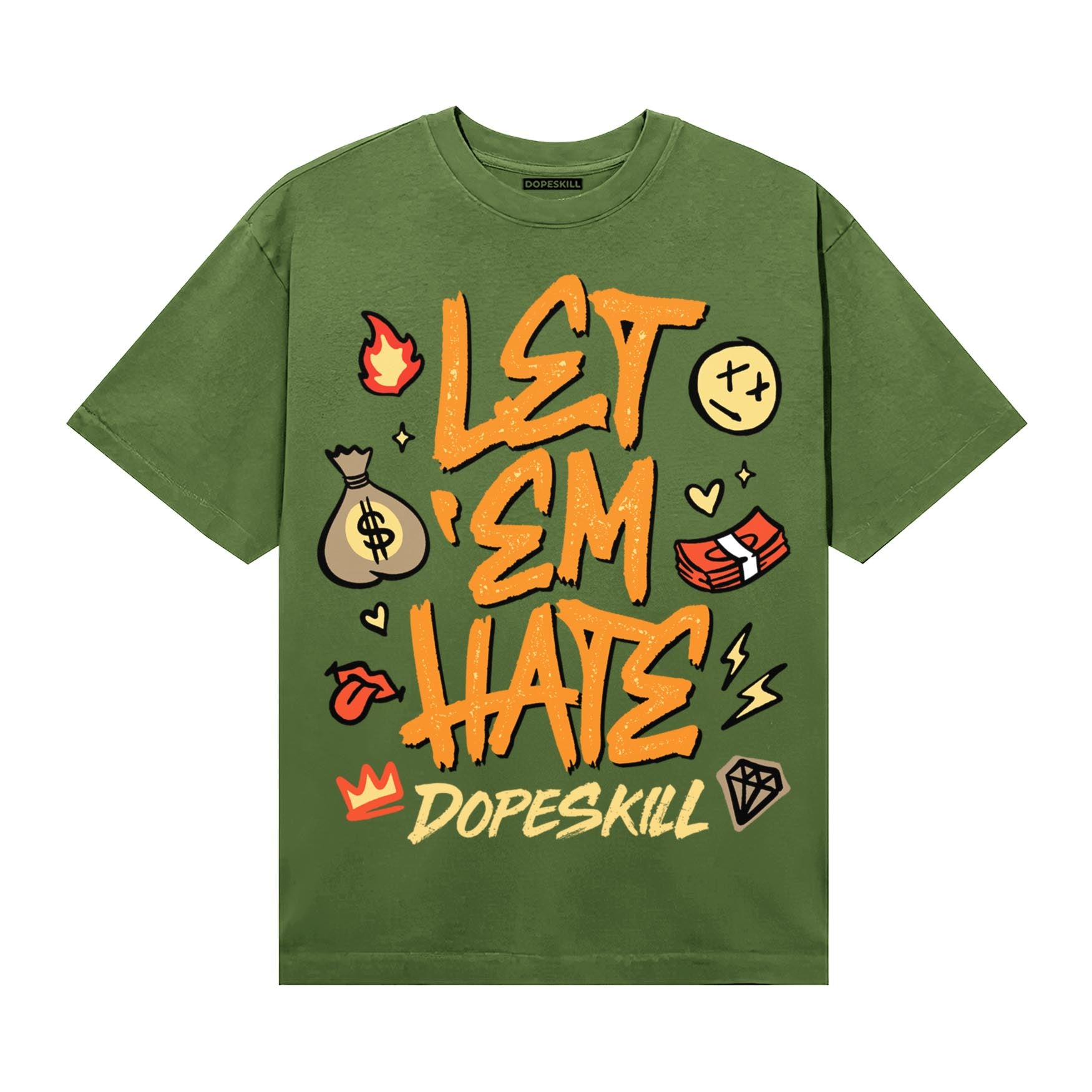Olive Sneakers DopeSkill T-Shirt Let 'em Hate Graphic Streetwear - Military green