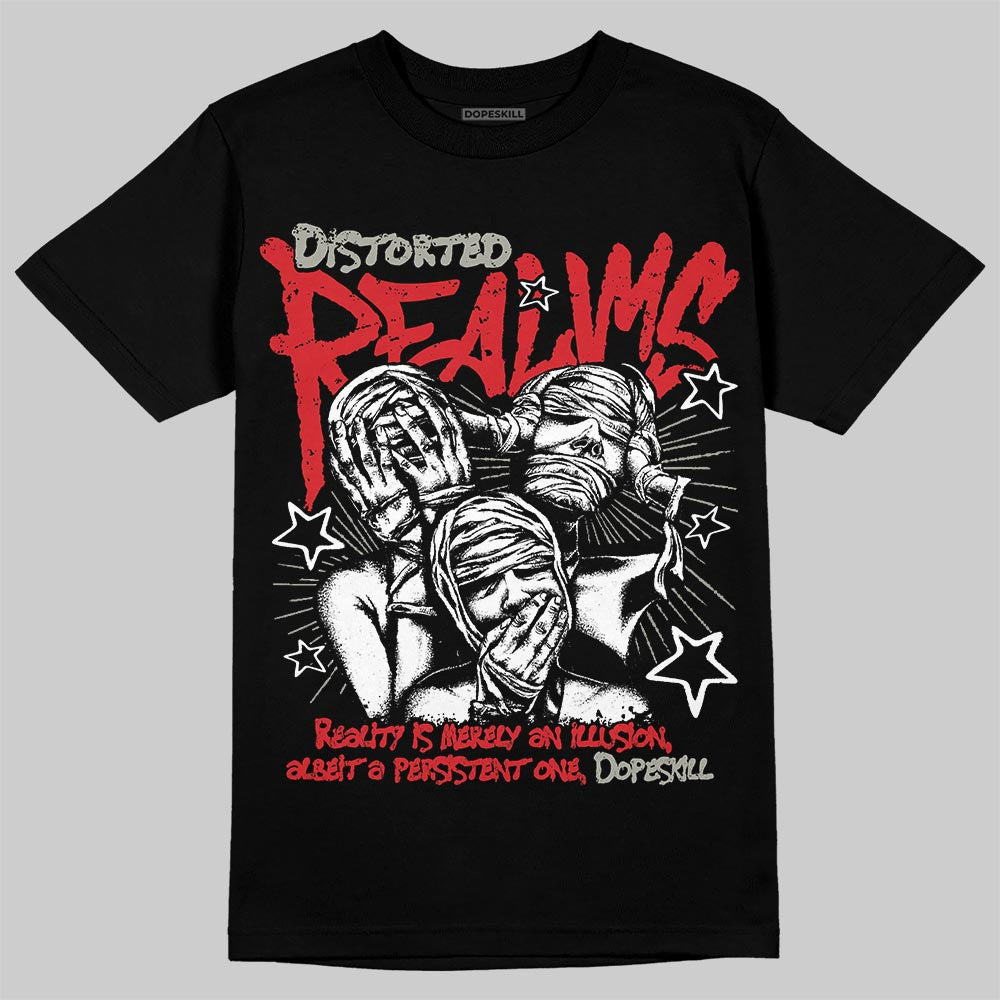 Jordan 3 Retro Fire Red DopeSkill T-Shirt Distorted Realms Graphic Streetwear - Black