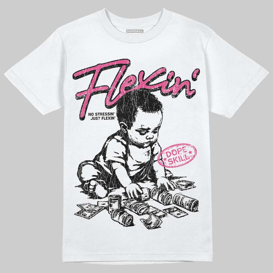 Asics Gel-1130 Pink Glo/ Black DopeSkill T-Shirt Flexin' Graphic Streetwear - White