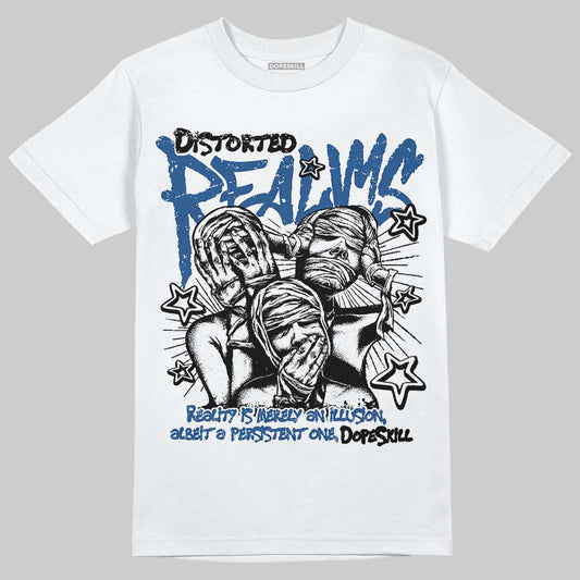 Jordan 1 Low OG “Storm Blue” DopeSkill T-Shirt Distorted Realms Graphic Streetwear - White