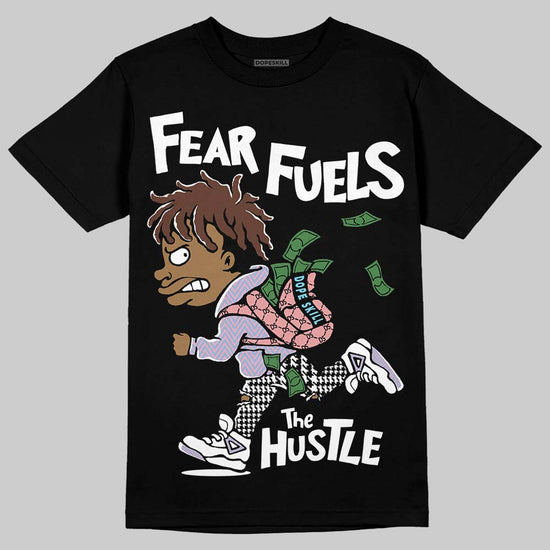 Harris Tweed x Dunk Low Denim Turquoise and Baroque Brown DopeSkill T-Shirt Fear Fuels The Hustle Graphic Streetwear - Black