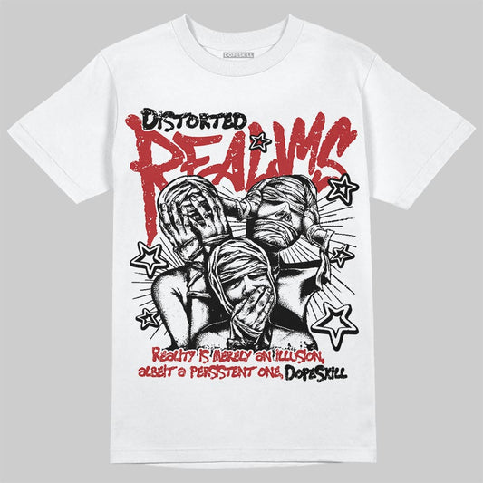 Jordan 12 Retro Flu Game (2025) DopeSkill T-Shirt Distorted Realms Graphic Streetwear - White