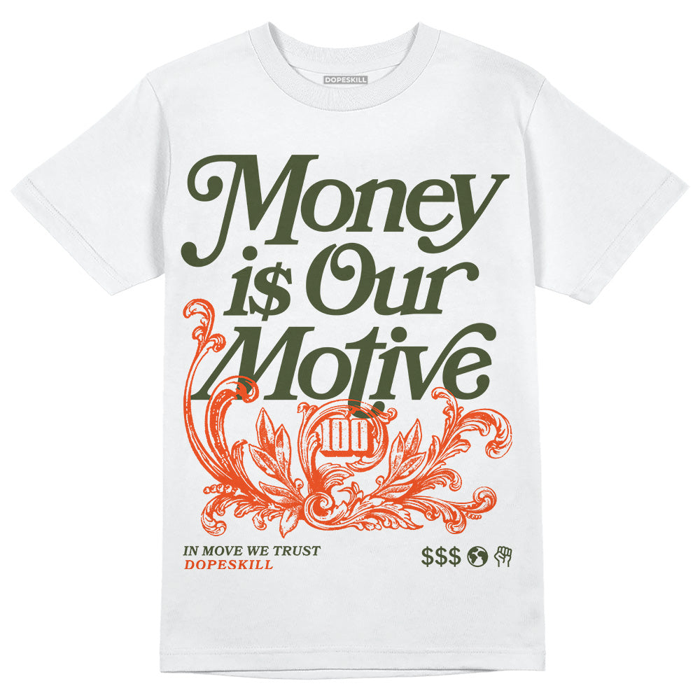 Olive Sneakers DopeSkill T-Shirt Money Is Our Motive Typo Graphic Streetwear - WHite