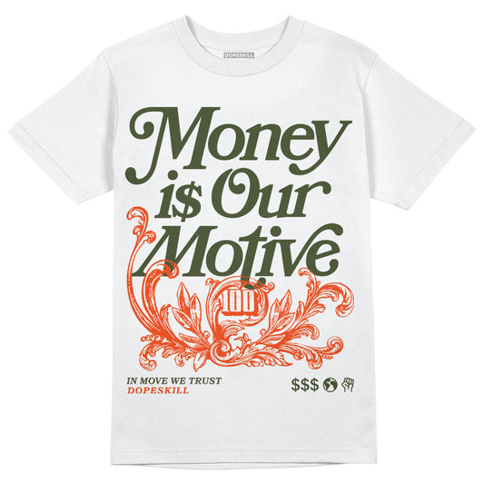 Olive Sneakers DopeSkill T-Shirt Money Is Our Motive Typo Graphic Streetwear - WHite