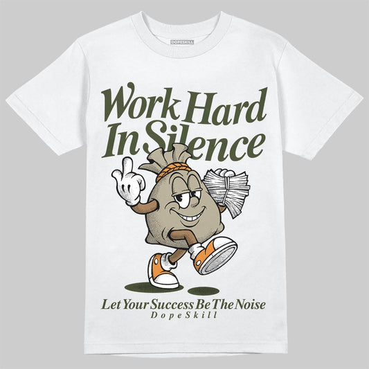 Olive Sneakers DopeSkill T-Shirt Work Hard In Silence Graphic Streetwear - White
