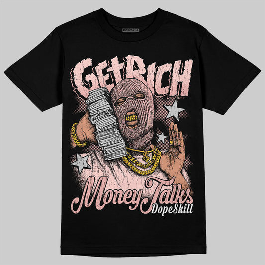 Lanvin Leather Curb Glitter Pale Pink DopeSkill T-Shirt Get Rich Graphic Streetwear - Black