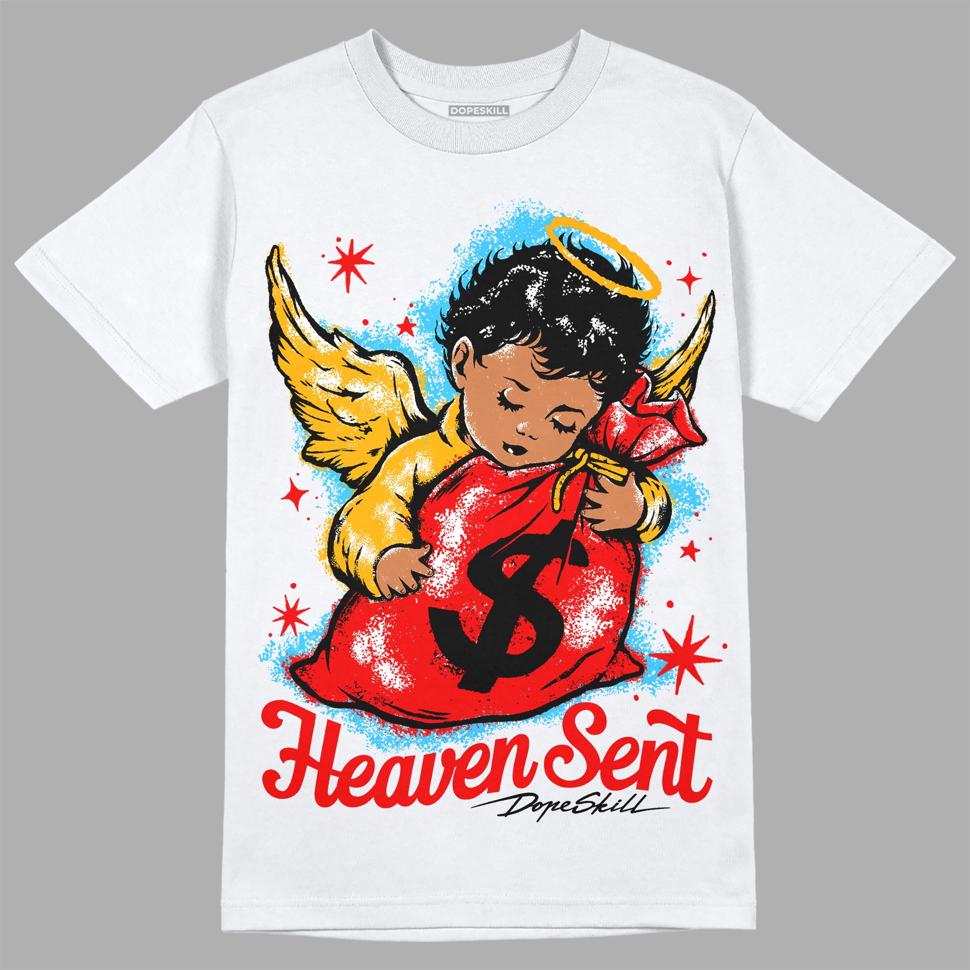 Red Sneakers DopeSkill T-Shirt Heaven Sent Graphic Streetwear - White