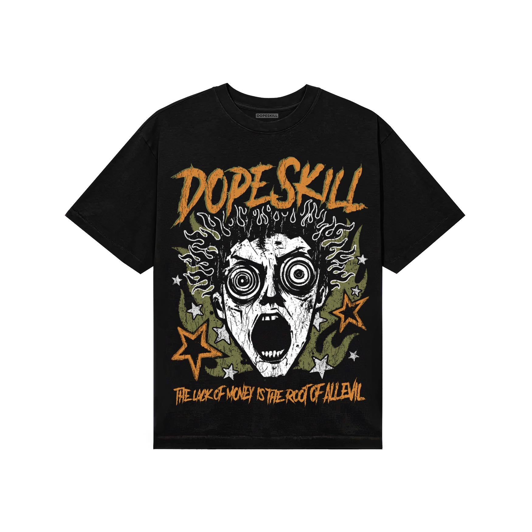 Olive Sneakers DopeSkill T-Shirt Root of Evil Graphic Streetwear - Black