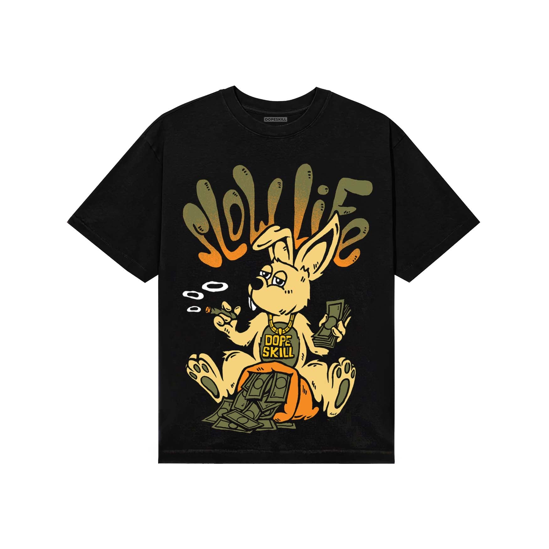 Olive Sneakers DopeSkill T-Shirt Slow Life Graphic Streetwear - Black