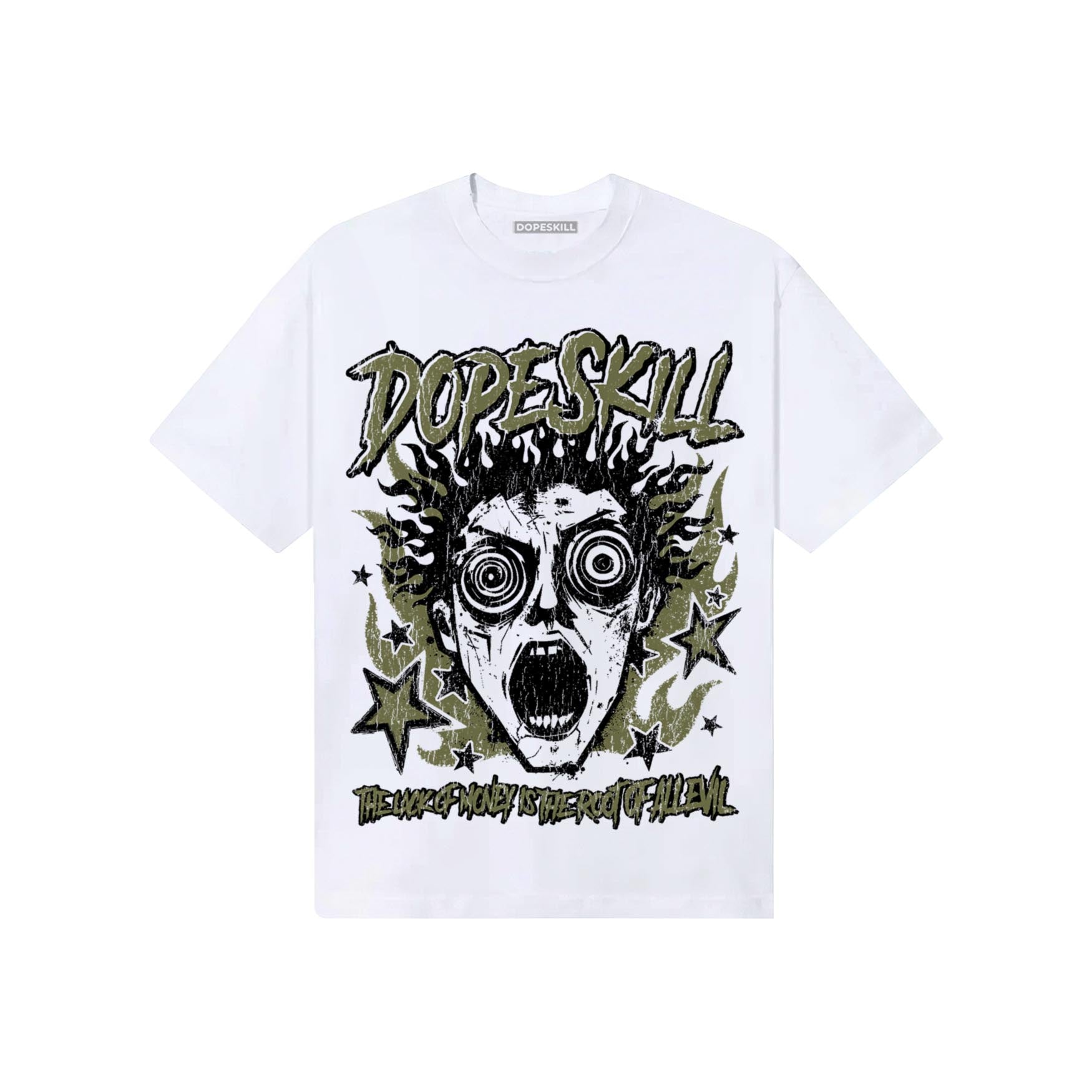 Olive Sneakers DopeSkill T-Shirt Root of Evil Graphic Streetwear - White