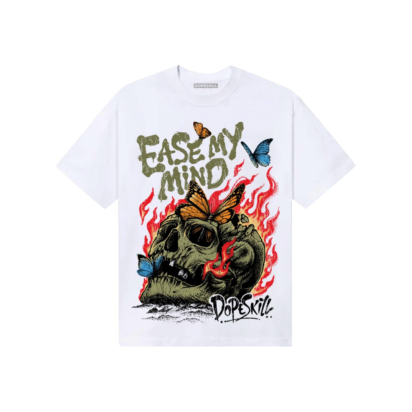 Olive Sneakers DopeSkill T-Shirt Ease My Mind Graphic Streetwear - White