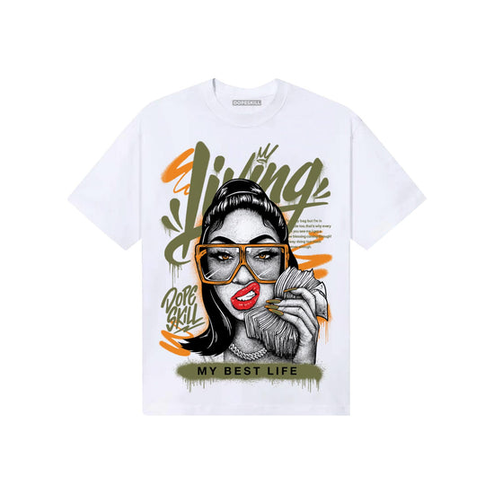 Olive Sneakers DopeSkill T-Shirt Living My Best Life Graphic Streetwear - White