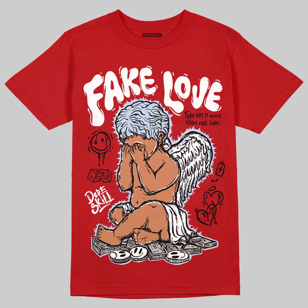 Jordan 5 Retro Fire Red Black Tongue (2025) DopeSkill T-Shirt False Love Graphic Streetwear - Red