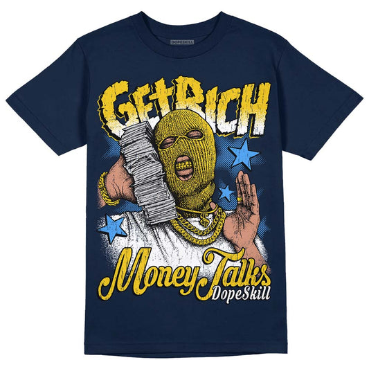 Dunk Low Vintage “Michigan” DopeSkill Midnight Navy T-Shirt Get Rich Graphic Streetwear