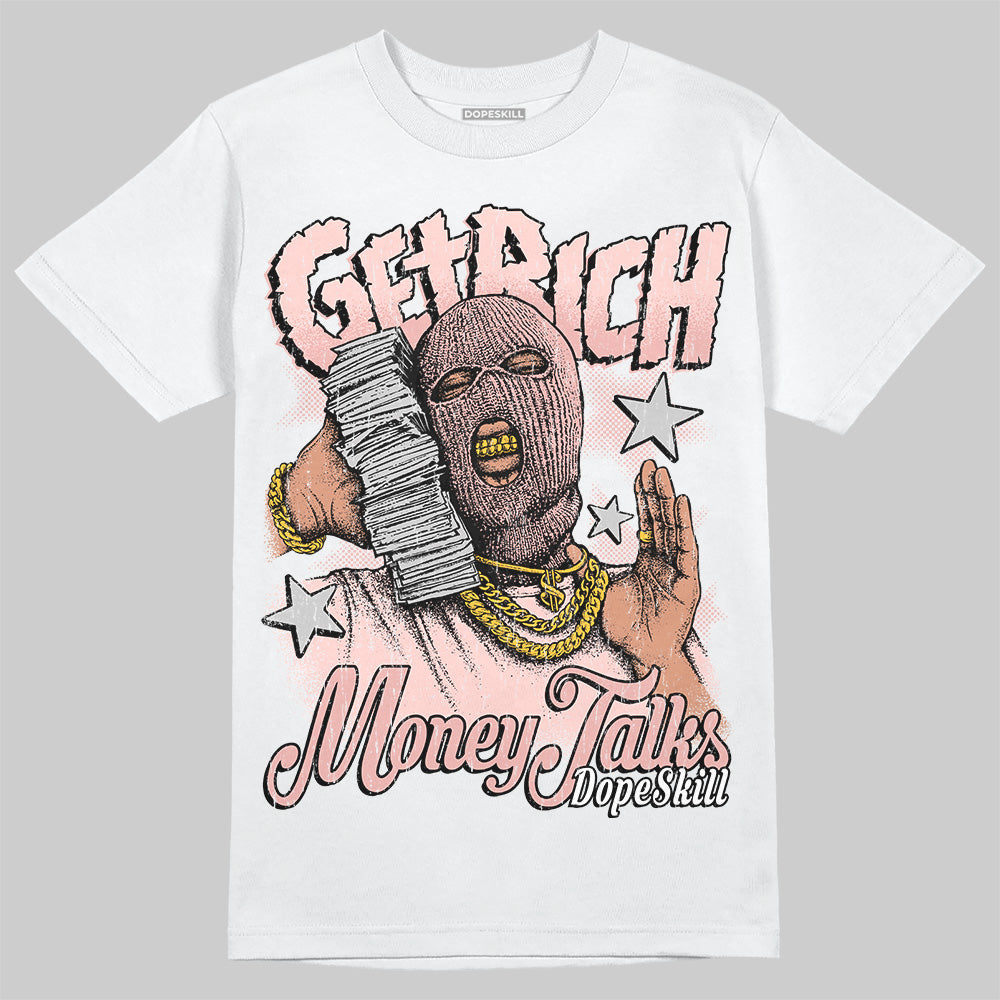 Lanvin Leather Curb Glitter Pale Pink DopeSkill T-Shirt Get Rich Graphic Streetwear - White
