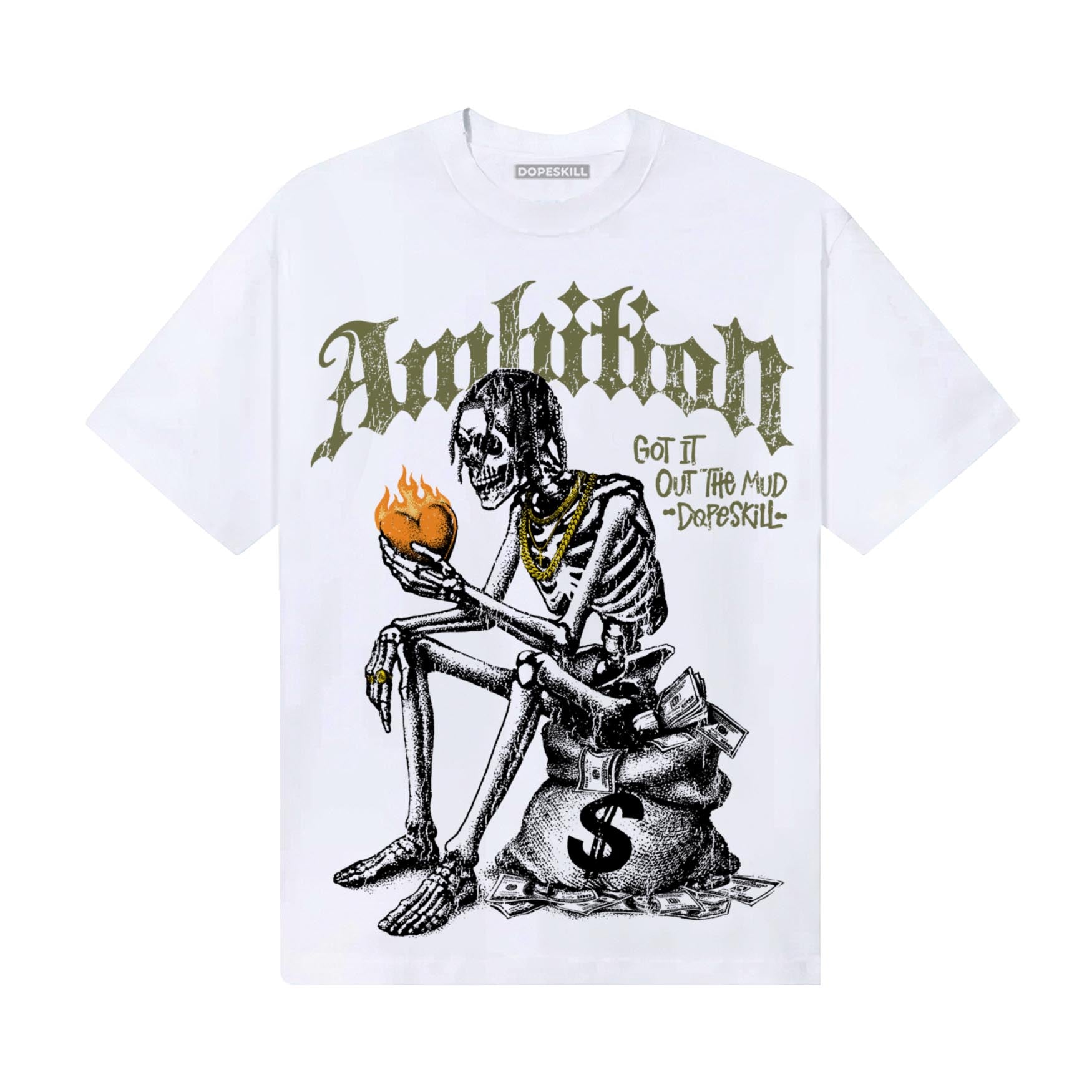 Olive Sneakers DopeSkill T-Shirt Ambition Graphic Streetwear - White