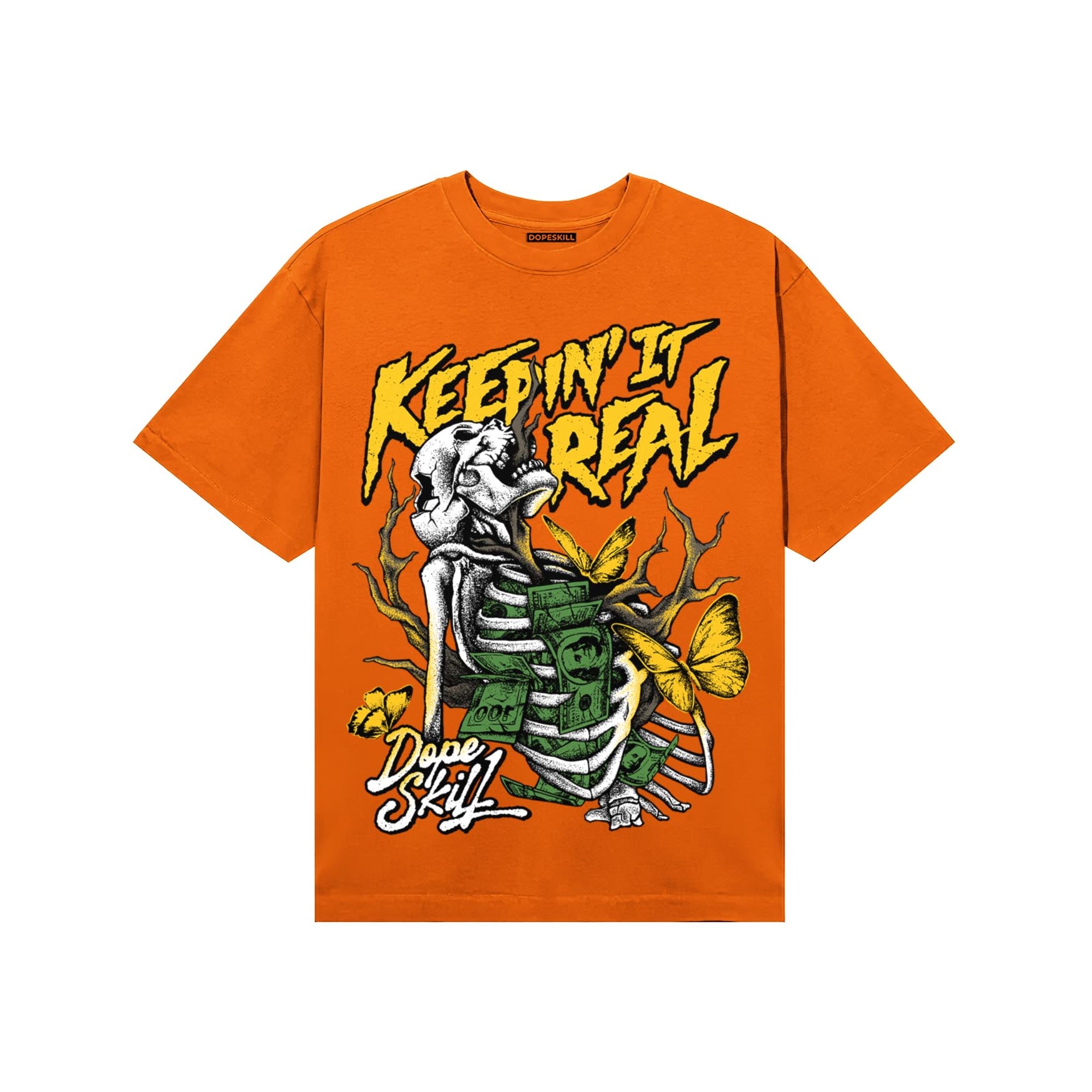 Orange, Black and White Sneakers DopeSkill T-Shirt Keepin' It Real Graphic Streetwear - Orange