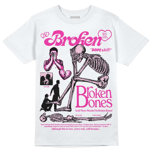 Pink Sneakers DopeSkill T-Shirt Broken Bones Graphic Streetwear - White