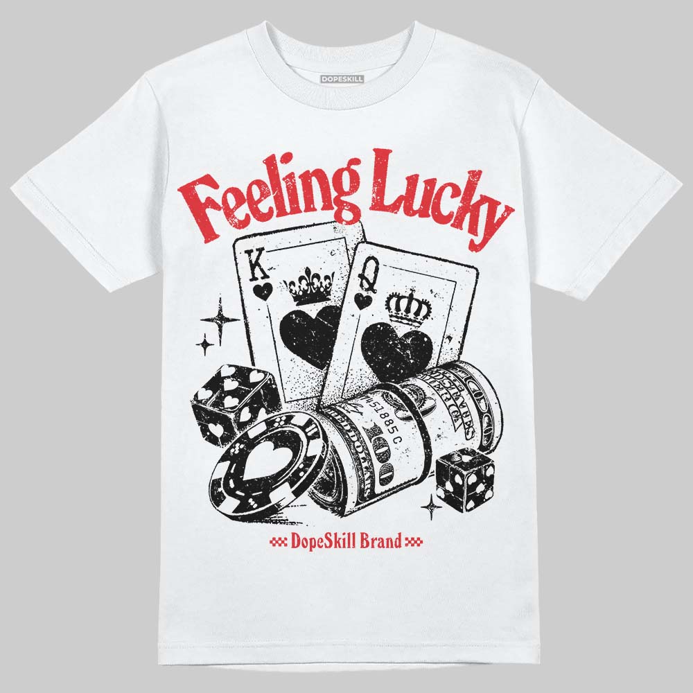 Black and White Sneakers DopeSkill T-Shirt Feeling Lucky Graphic Streetwear - White