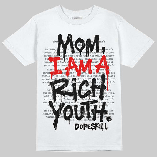 Black and White Sneakers DopeSkill T-Shirt Mom, I Am A Rich Youth Graphic Streetwear - White