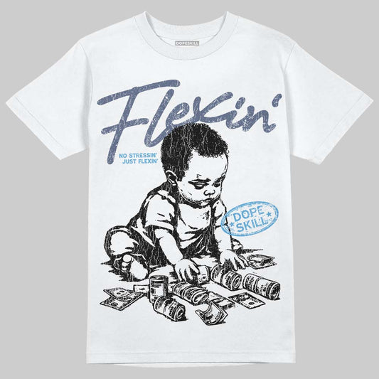 Jordan 11 Retro Low Diffused Blue DopeSkill T-Shirt Flexin' Graphic Streetwear - White